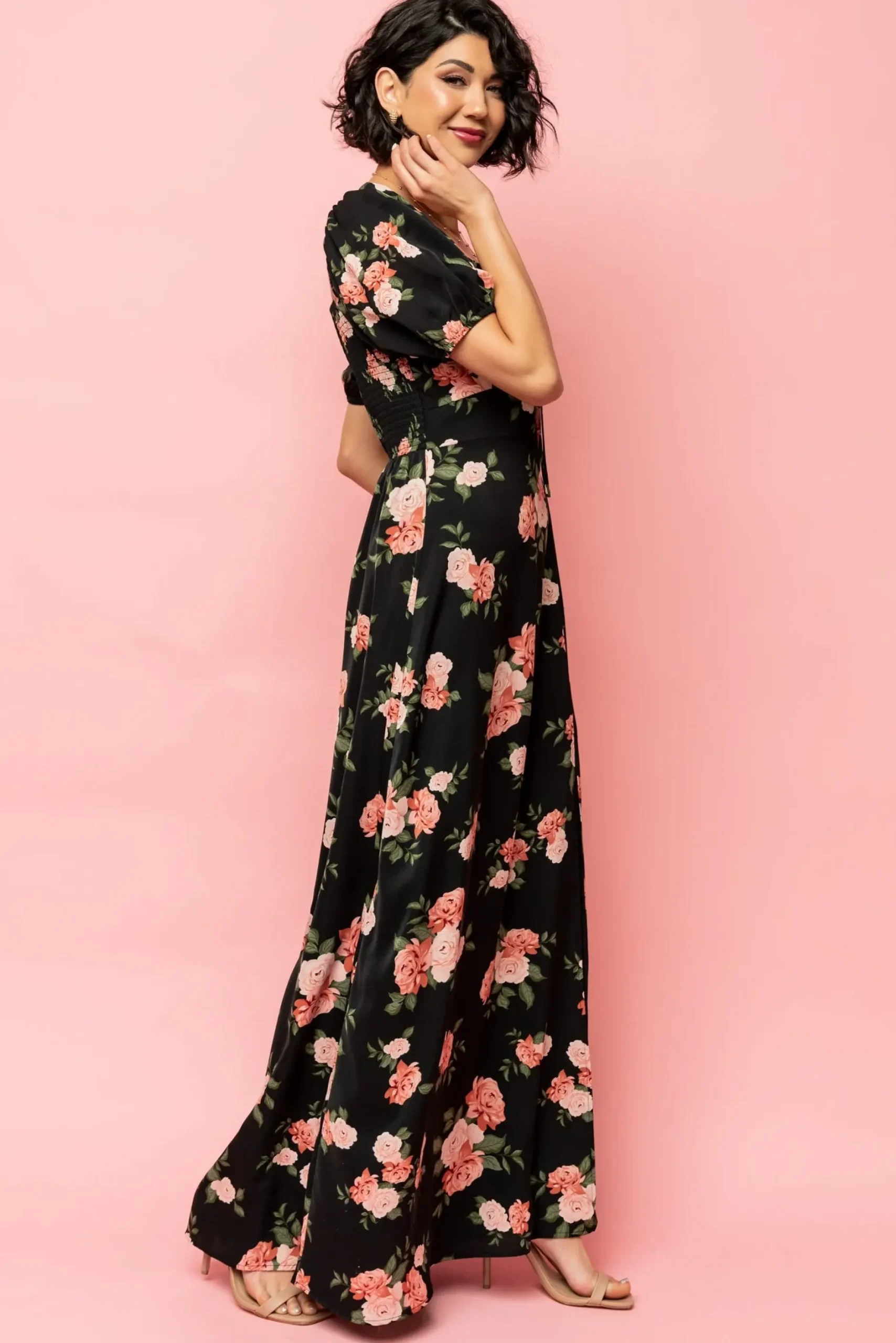 Baltic Born WINTER ESSENTIALS|SALE|Angela Maxi Dress | Black Rose Floral