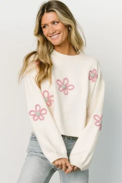 Baltic Born sweaters|Annie Flower Knit Sweater | Cream