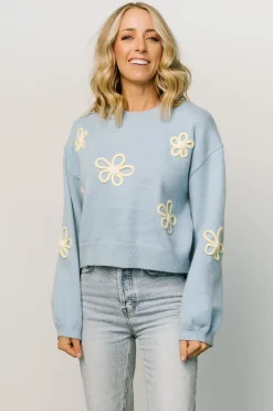 Baltic Born sweaters|Annie Flower Knit Sweater | Blue