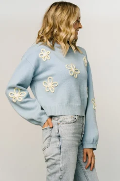 Baltic Born sweaters|Annie Flower Knit Sweater | Blue