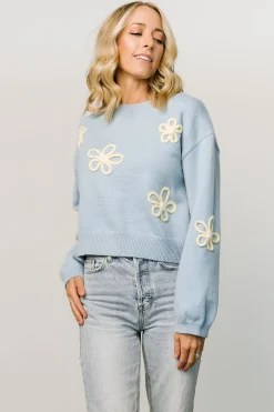 Baltic Born sweaters|Annie Flower Knit Sweater | Blue