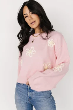 Baltic Born sweaters|Annie Flower Knit Sweater | Pink