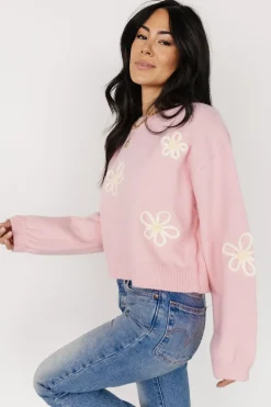 Baltic Born sweaters|Annie Flower Knit Sweater | Pink
