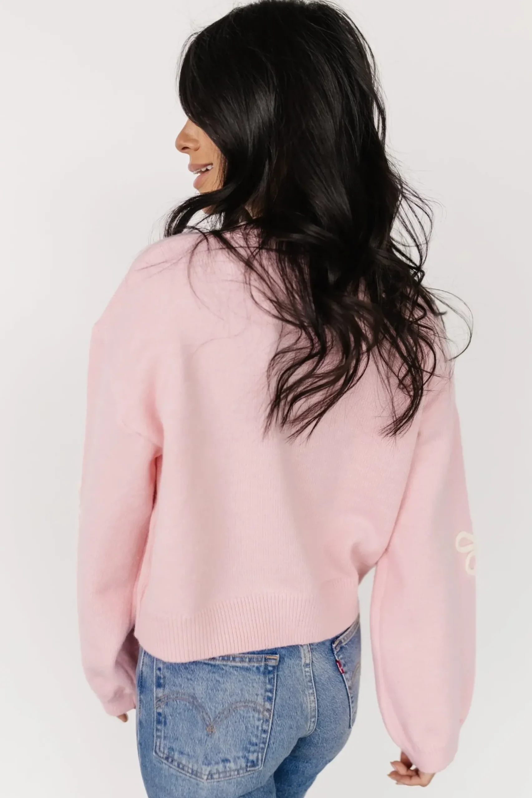Baltic Born sweaters|Annie Flower Knit Sweater | Pink