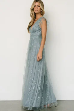 Baltic Born tulle styles|Annika Sequin Mesh Maxi Dress | Slate