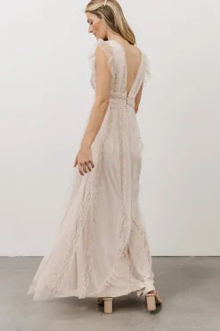 Baltic Born tulle styles|Annika Sequin Mesh Maxi Dress | Nude Blush
