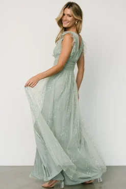 Baltic Born tulle styles|Annika Sequin Mesh Maxi Dress | Dusty Sage