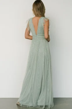 Baltic Born tulle styles|Annika Sequin Mesh Maxi Dress | Dusty Sage