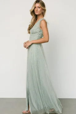 Baltic Born tulle styles|Annika Sequin Mesh Maxi Dress | Dusty Sage