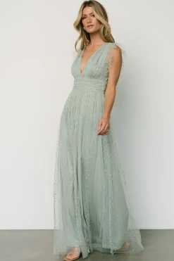 Baltic Born tulle styles|Annika Sequin Mesh Maxi Dress | Dusty Sage