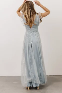 Baltic Born tulle styles|Annika Sequin Mesh Maxi Dress | Dusty Blue