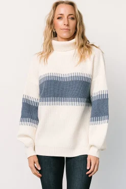 Baltic Born TOPS|sweaters|Antonov Turtle Neck Sweater | Blue + Cream