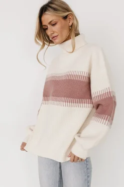 Baltic Born TOPS|sweaters|Antonov Turtle Neck Sweater | Mauve + Cream