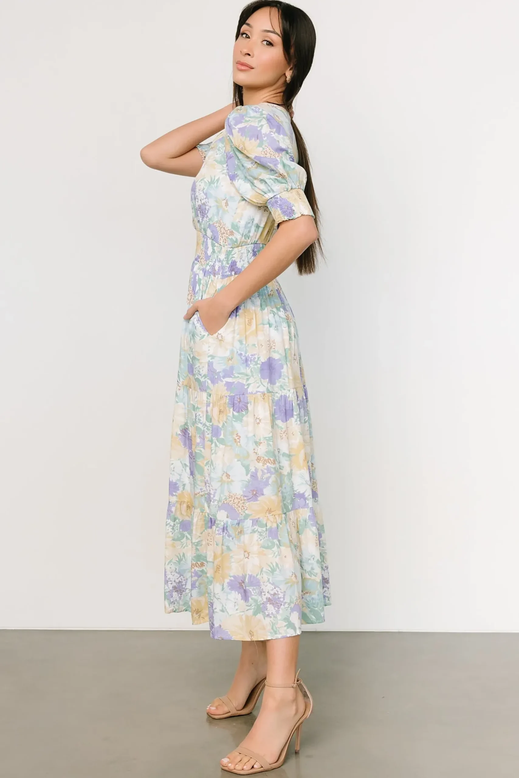Baltic Born SALE|Anya Midi Dress | Blue Multi Floral