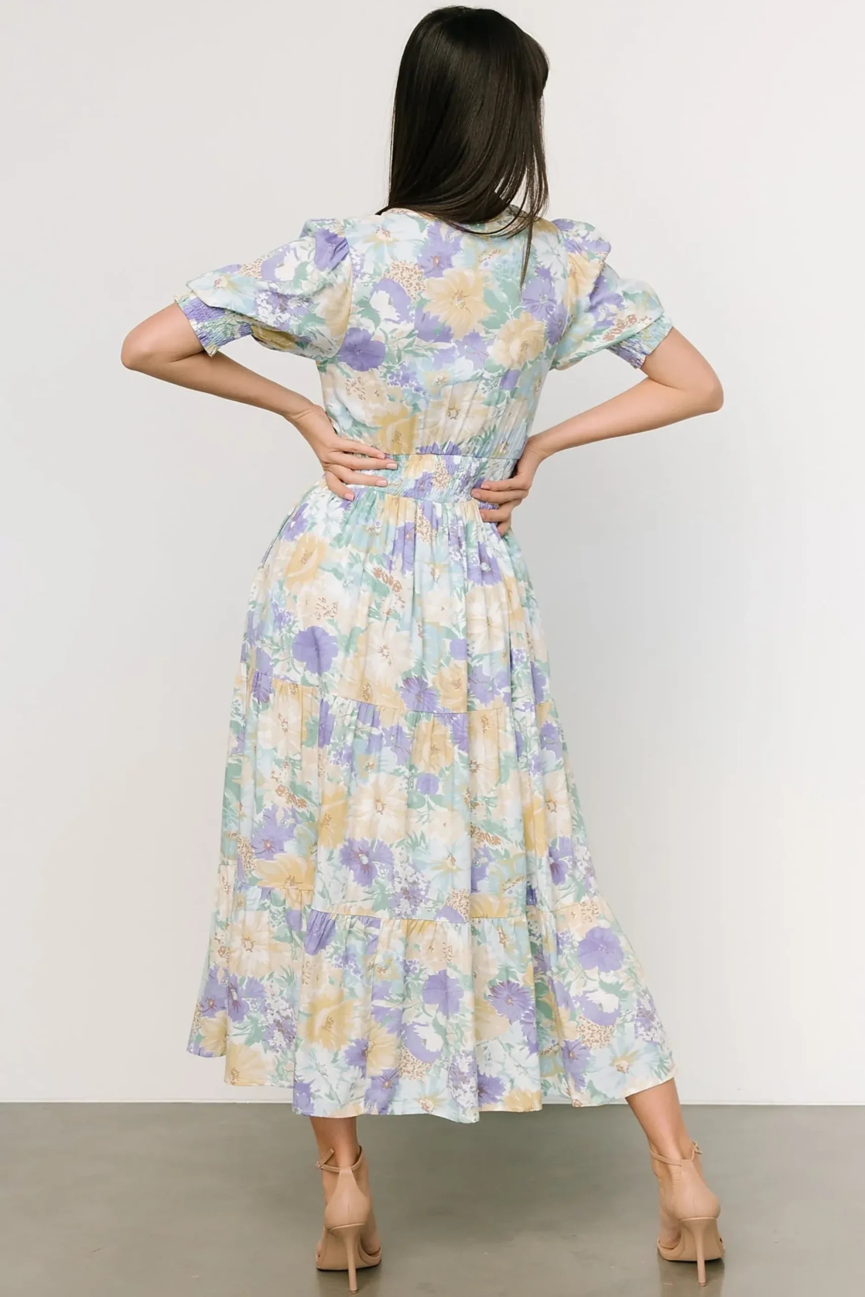 Baltic Born SALE|Anya Midi Dress | Blue Multi Floral
