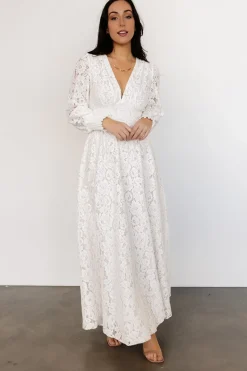 Baltic Born bump friendly|EXTENDED SIZING|Aphrodite Lace Maxi Dress | Off White