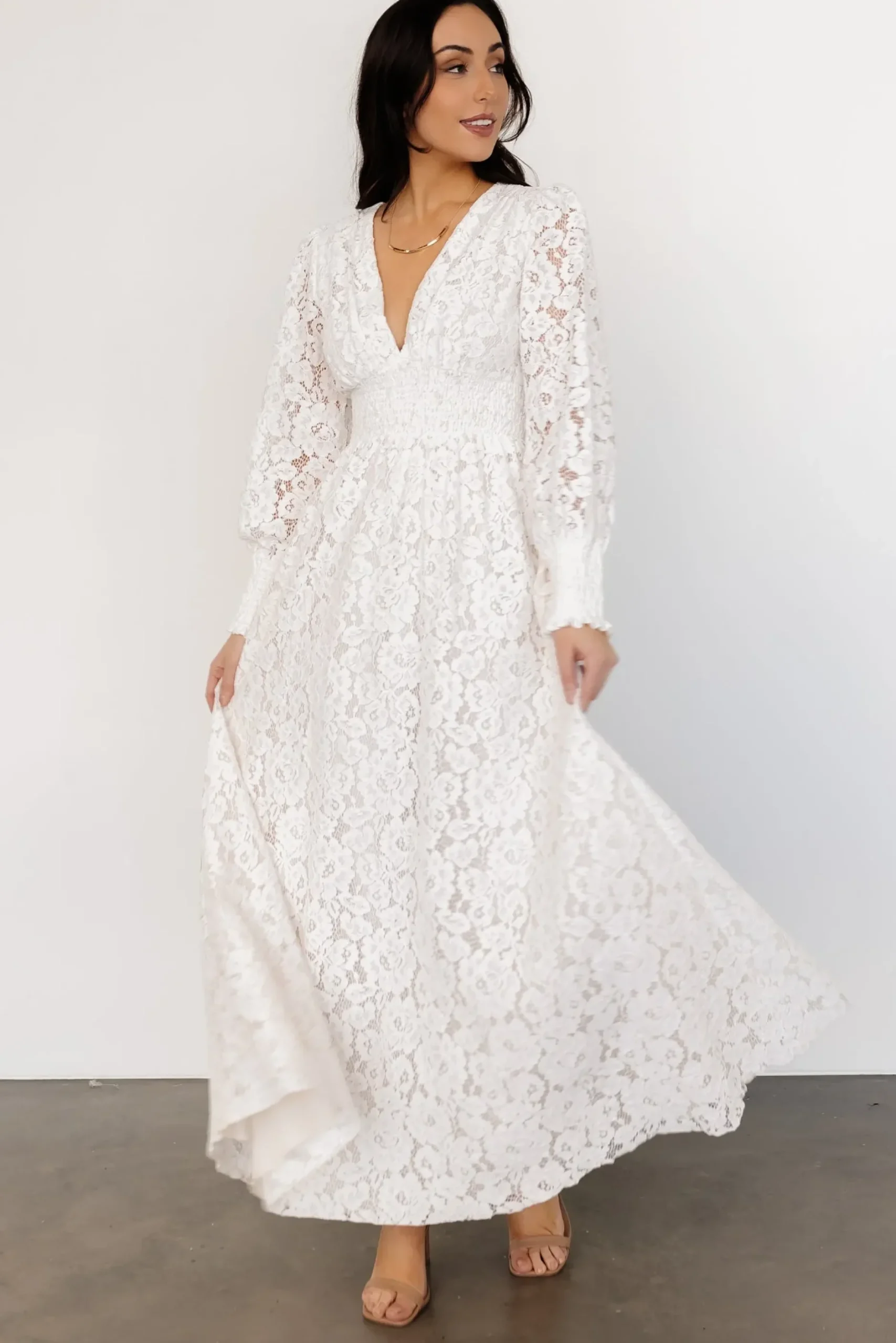 Baltic Born bump friendly|EXTENDED SIZING|Aphrodite Lace Maxi Dress | Off White