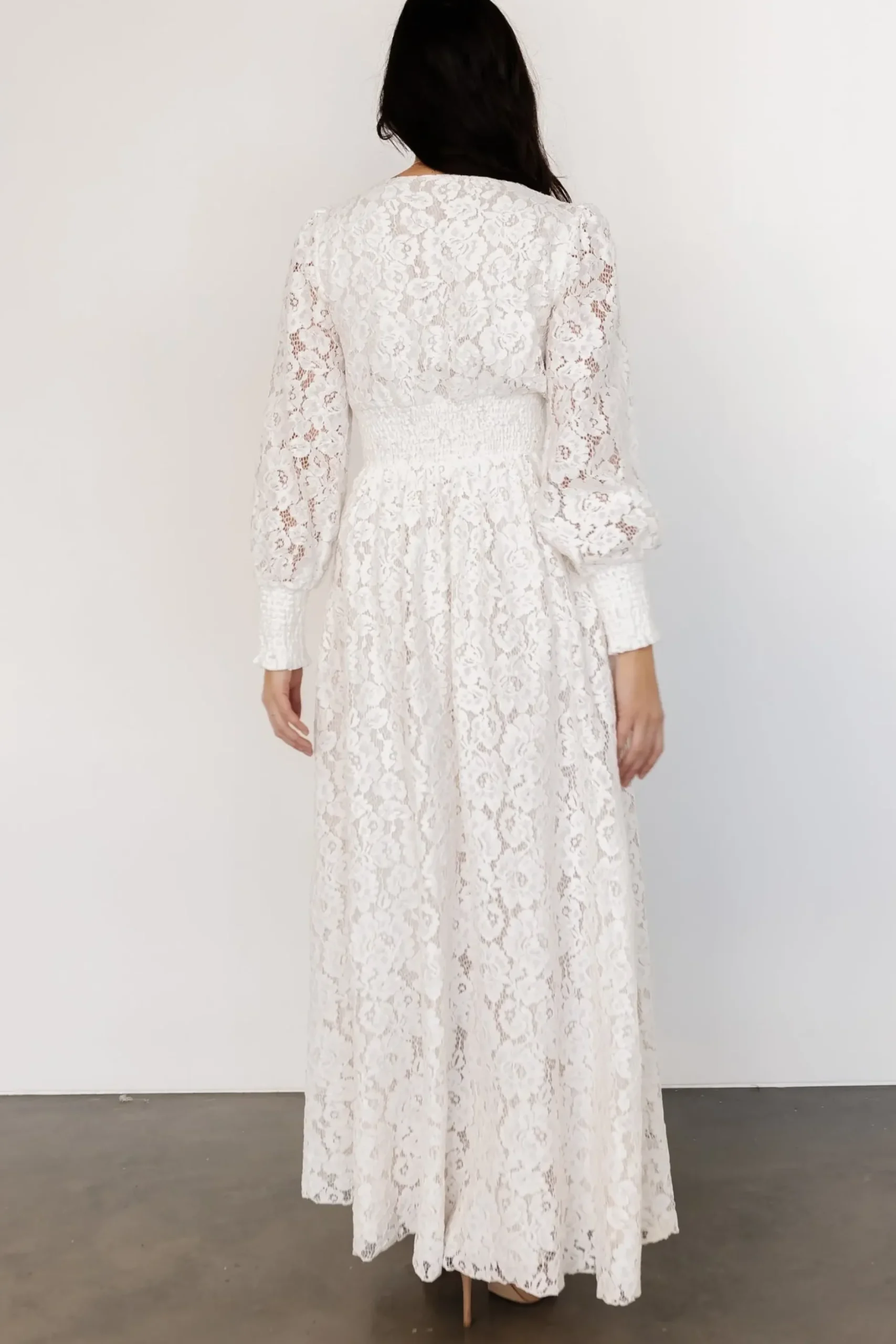 Baltic Born bump friendly|EXTENDED SIZING|Aphrodite Lace Maxi Dress | Off White