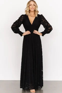 Baltic Born bump friendly|EXTENDED SIZING|Aphrodite Lace Maxi Dress | Black
