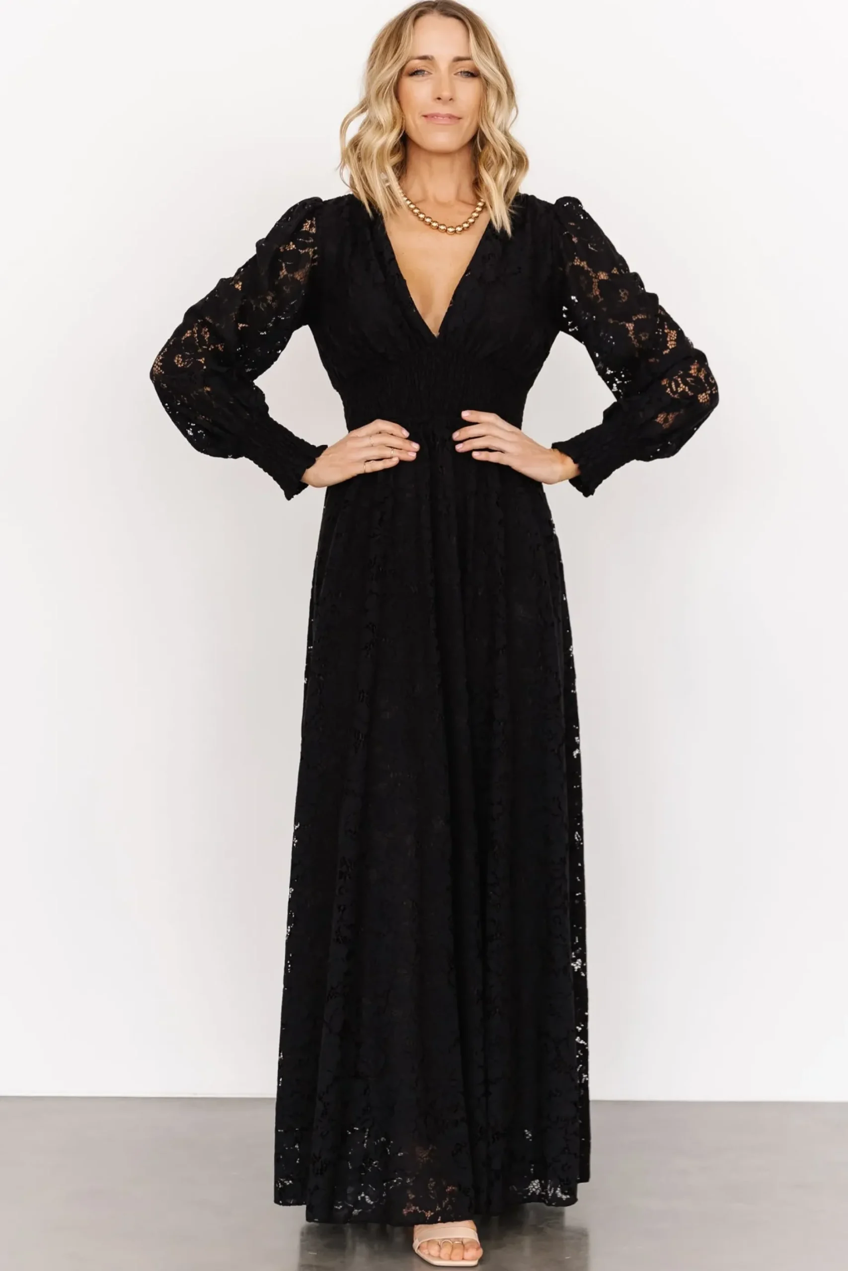 Baltic Born bump friendly|EXTENDED SIZING|Aphrodite Lace Maxi Dress | Black