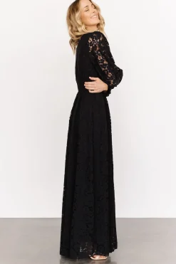 Baltic Born bump friendly|EXTENDED SIZING|Aphrodite Lace Maxi Dress | Black