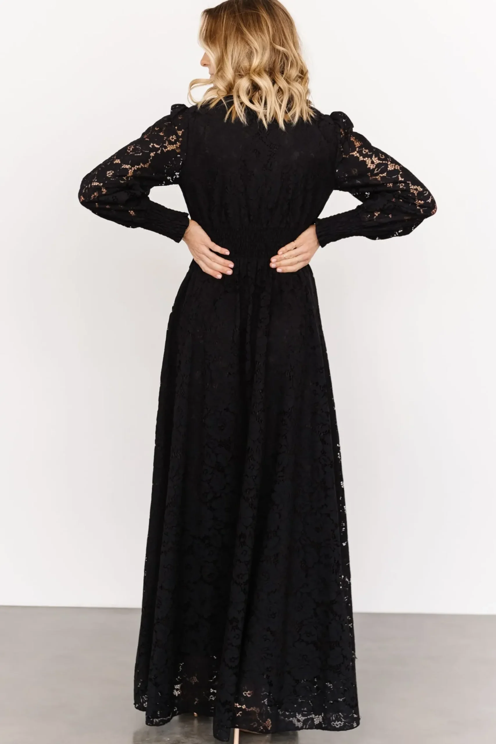 Baltic Born bump friendly|EXTENDED SIZING|Aphrodite Lace Maxi Dress | Black