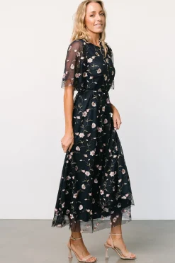 Baltic Born WEDDING SUITE|wedding guest|Arabella Embroidered Tulle Maxi Dress | Pink + Navy