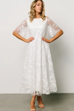 Baltic Born WEDDING SUITE|wedding guest|Arabella Embroidered Tulle Maxi Dress | White