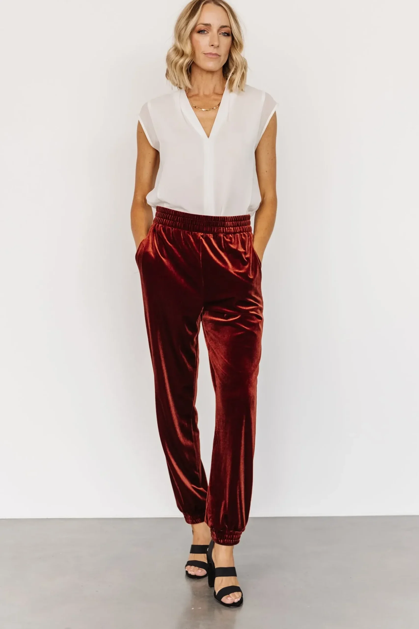Baltic Born pants|Archie Velvet Jogger Pants | Cinnamon