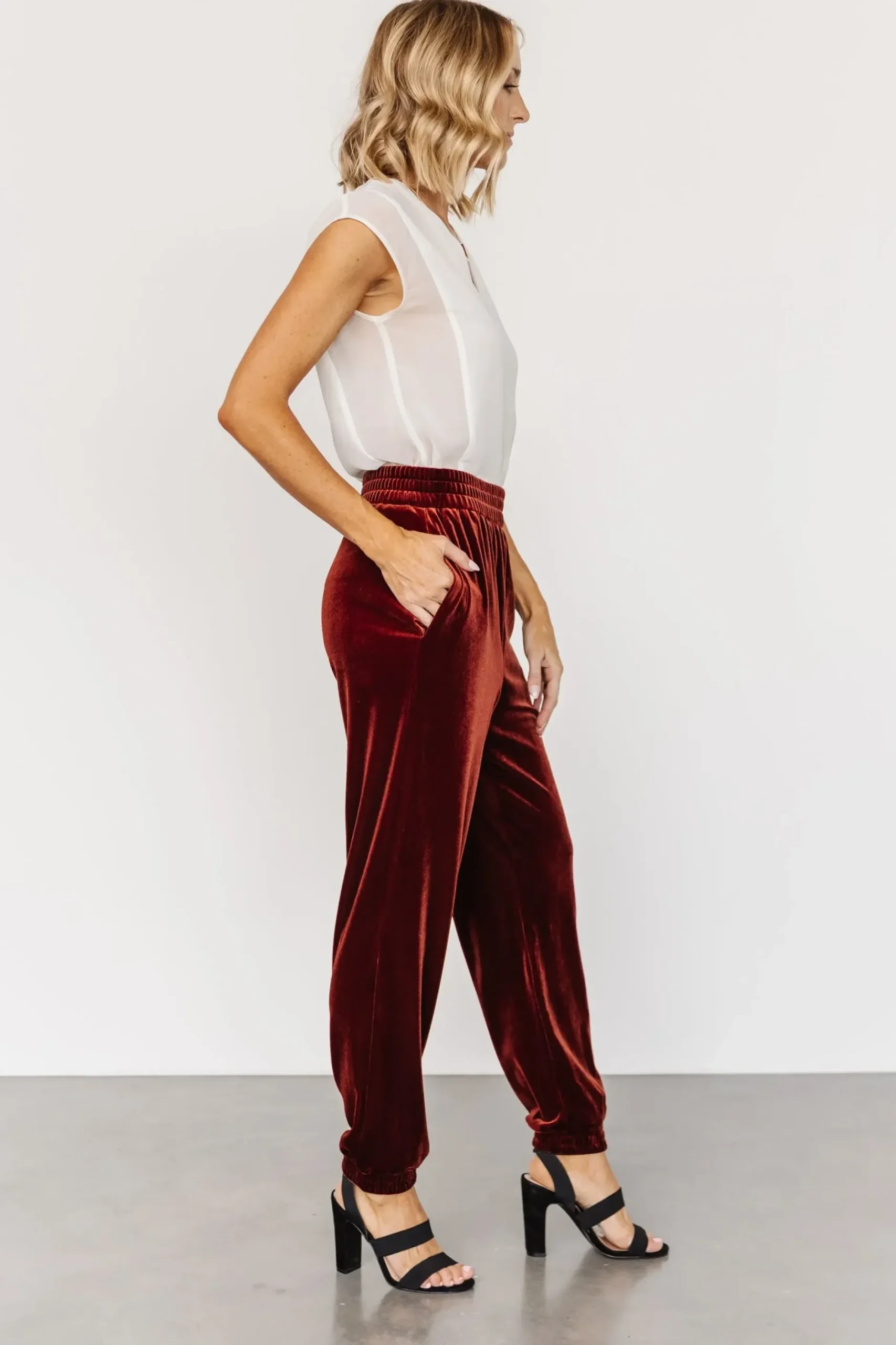 Baltic Born pants|Archie Velvet Jogger Pants | Cinnamon