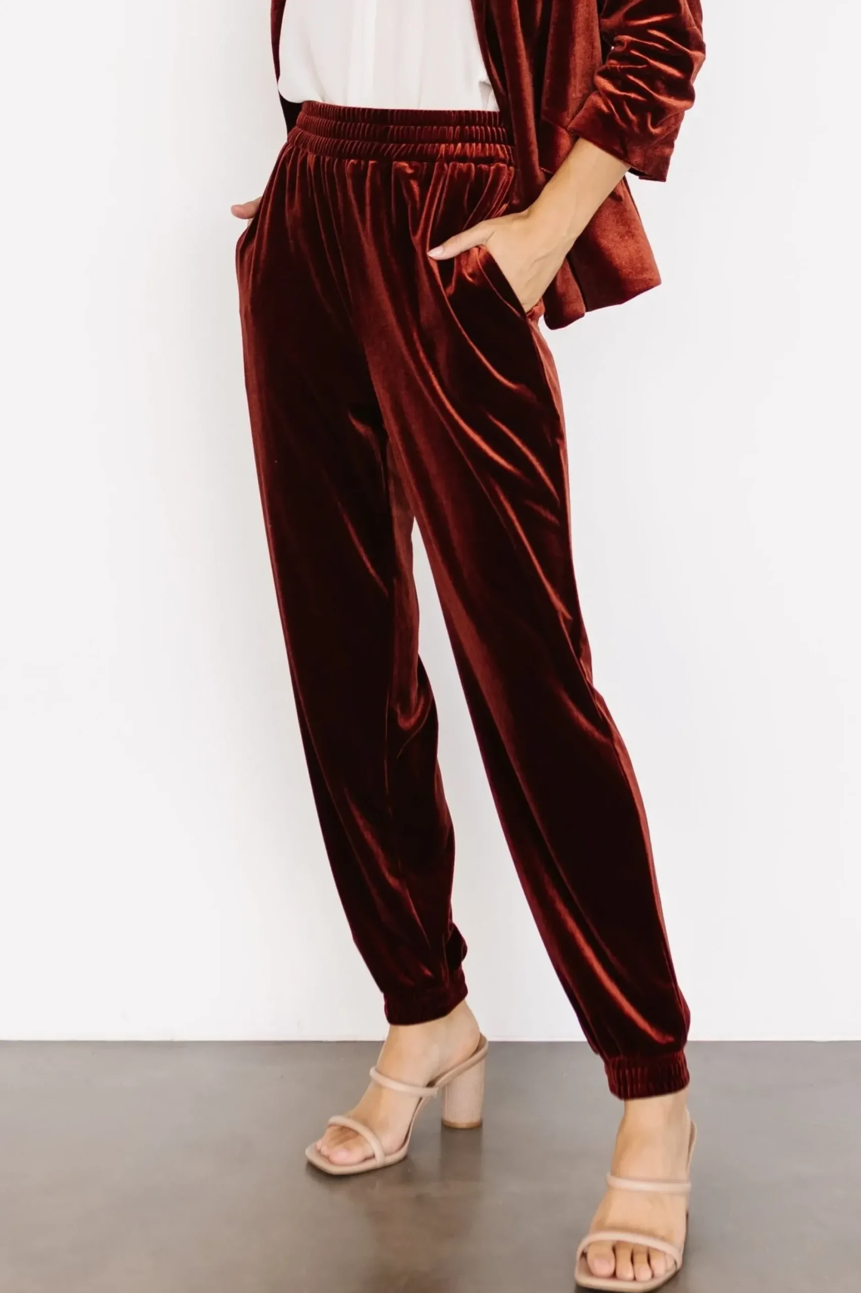 Baltic Born pants|Archie Velvet Jogger Pants | Cinnamon