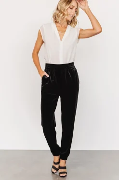 Baltic Born pants|Archie Velvet Jogger Pants | Black