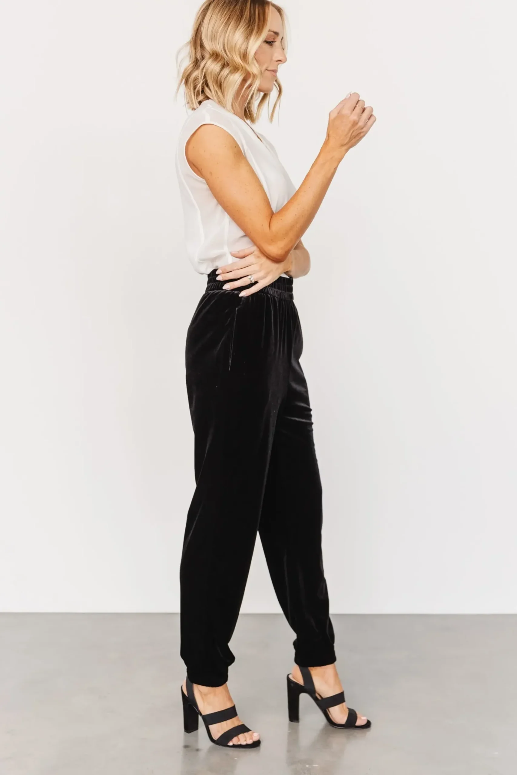 Baltic Born pants|Archie Velvet Jogger Pants | Black