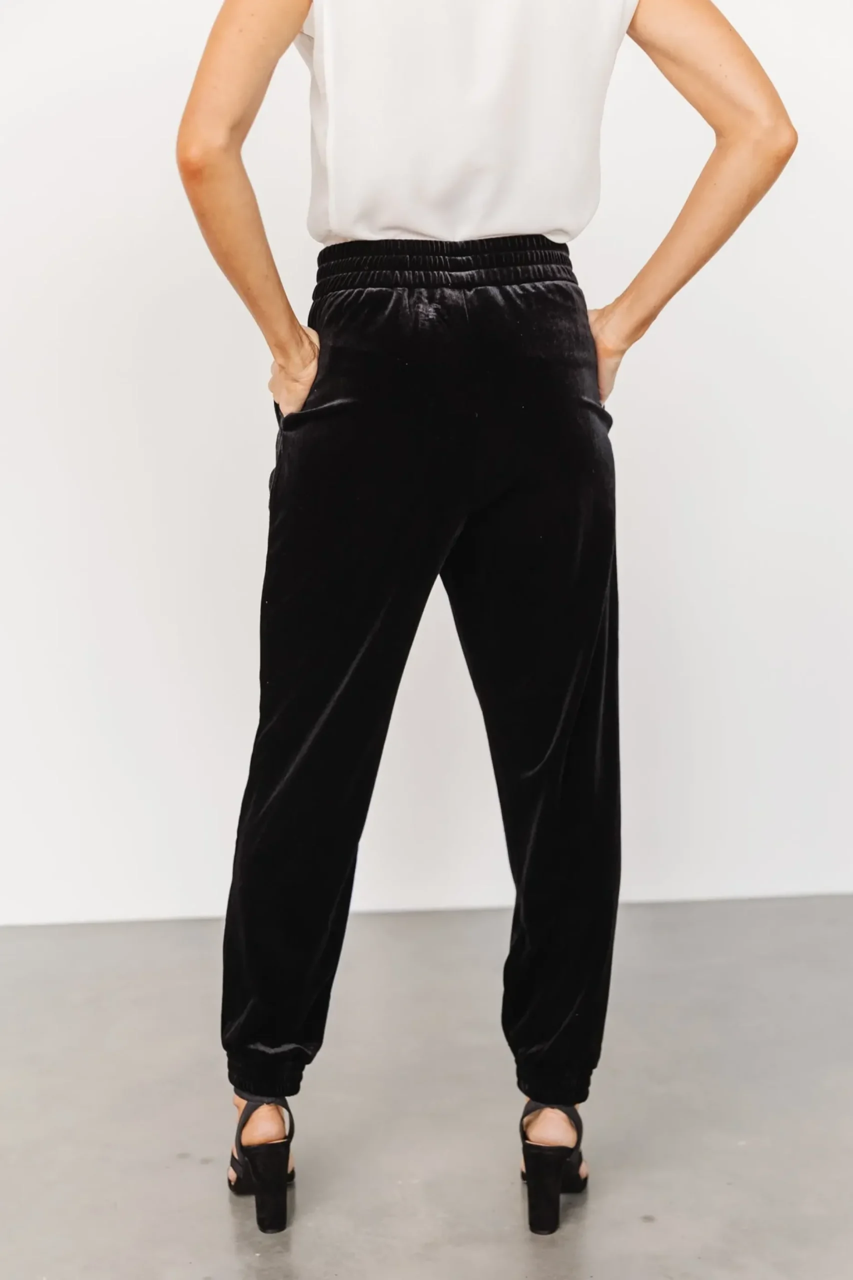 Baltic Born pants|Archie Velvet Jogger Pants | Black