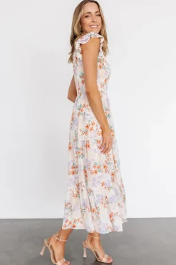 Baltic Born bump friendly|Arla Smocked Maxi Dress | Cream Floral