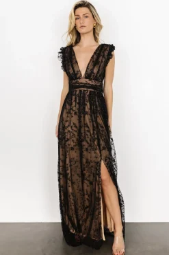 Baltic Born embellished + sequined|Arlene Shimmer Gown | Black + Nude