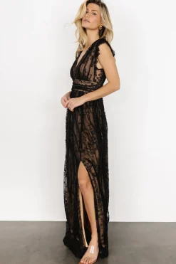 Baltic Born embellished + sequined|Arlene Shimmer Gown | Black + Nude