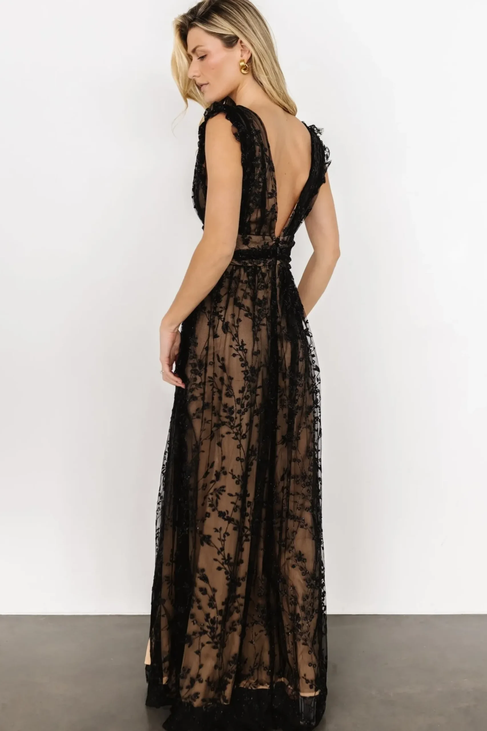 Baltic Born embellished + sequined|Arlene Shimmer Gown | Black + Nude