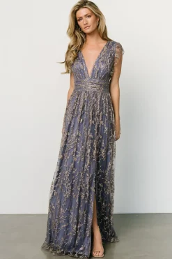Baltic Born embellished + sequined|Arlene Shimmer Gown | Blue + Gold