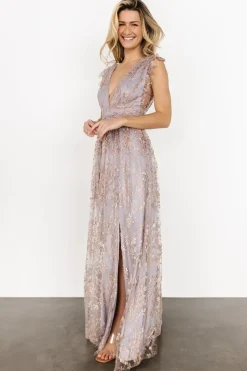 Baltic Born embellished + sequined|Arlene Shimmer Gown | Dusty Lilac + Rose