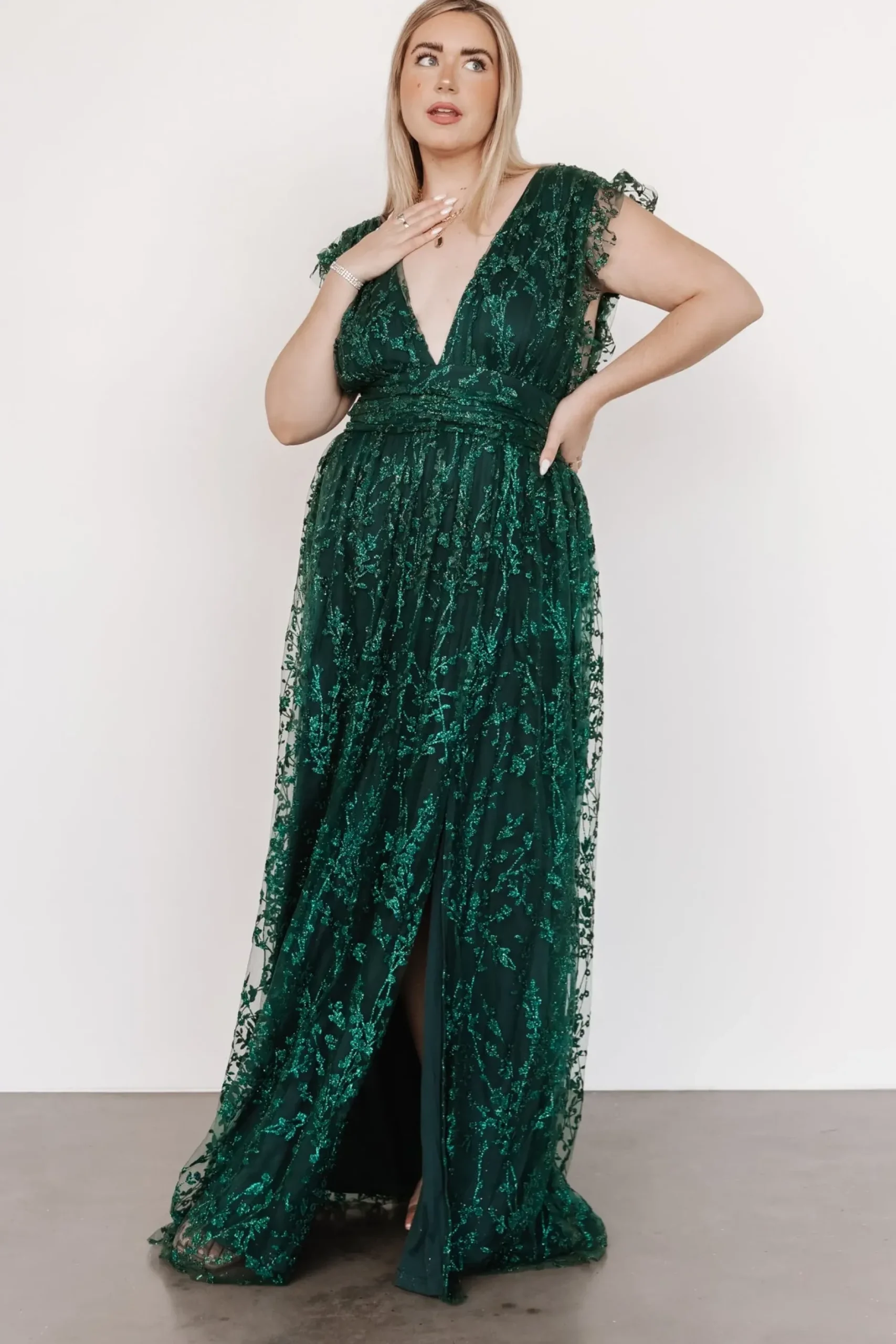 Baltic Born embellished + sequined|Arlene Shimmer Gown | Emerald