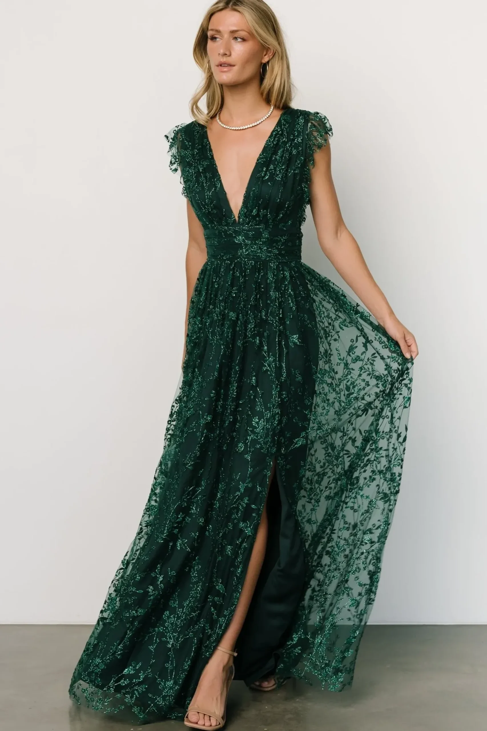 Baltic Born embellished + sequined|Arlene Shimmer Gown | Emerald
