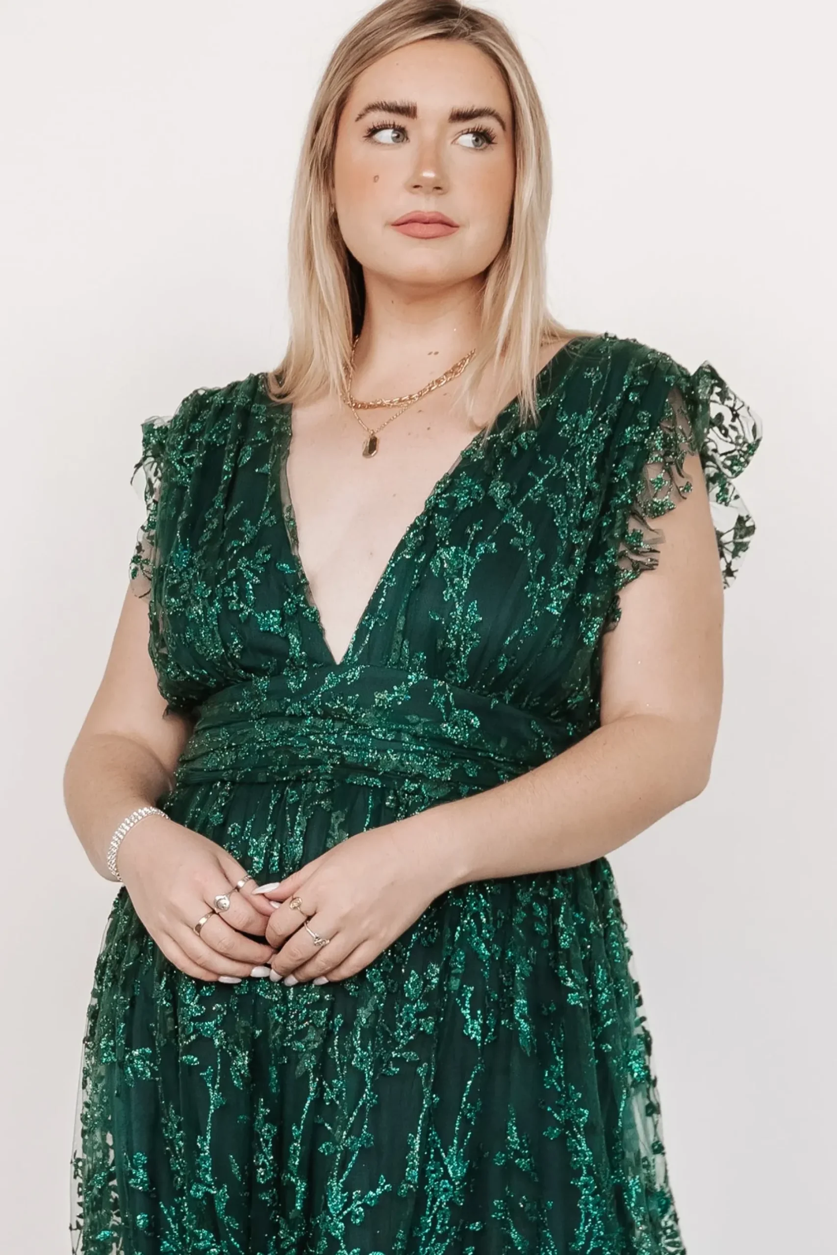 Baltic Born embellished + sequined|Arlene Shimmer Gown | Emerald