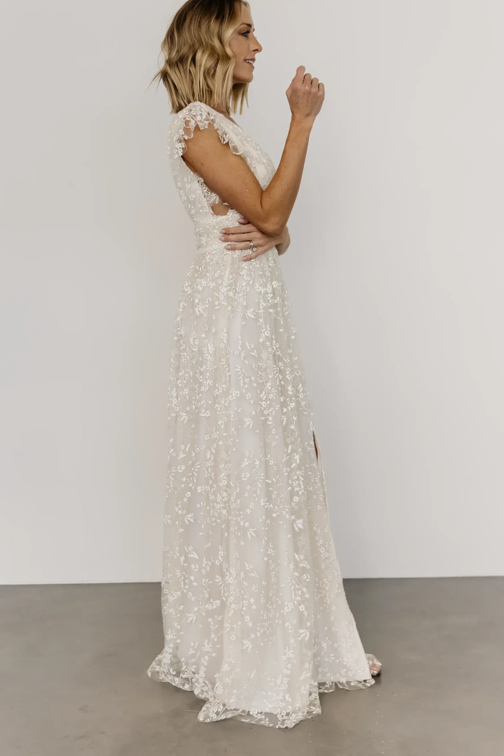 Baltic Born embellished + sequined|Arlene Shimmer Gown | Ivory