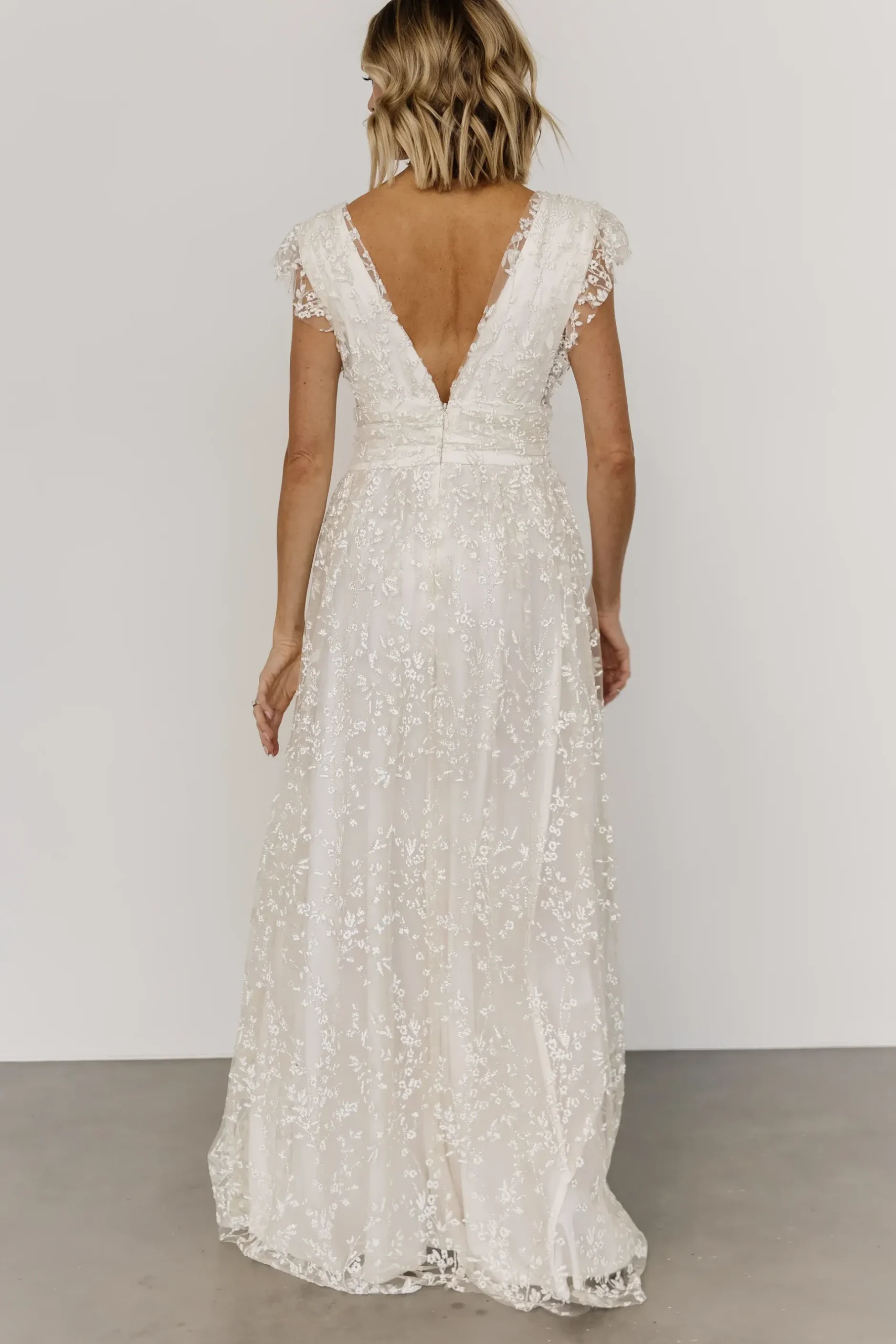 Baltic Born embellished + sequined|Arlene Shimmer Gown | Ivory