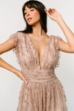 Baltic Born embellished + sequined|Arlene Shimmer Gown | Nude Rose