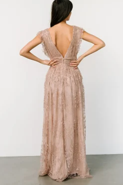 Baltic Born embellished + sequined|Arlene Shimmer Gown | Nude Rose