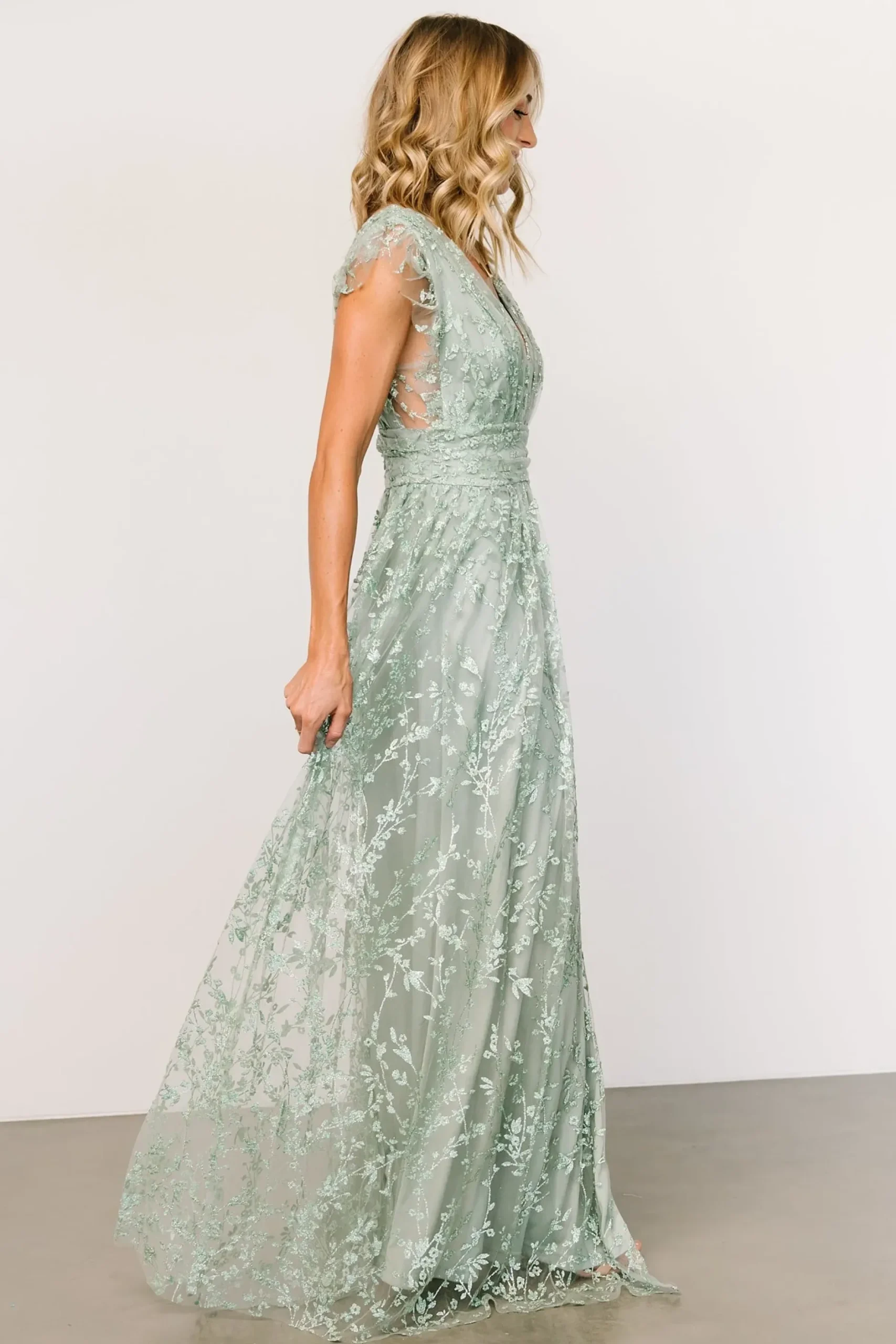 Baltic Born embellished + sequined|Arlene Shimmer Gown | Sage