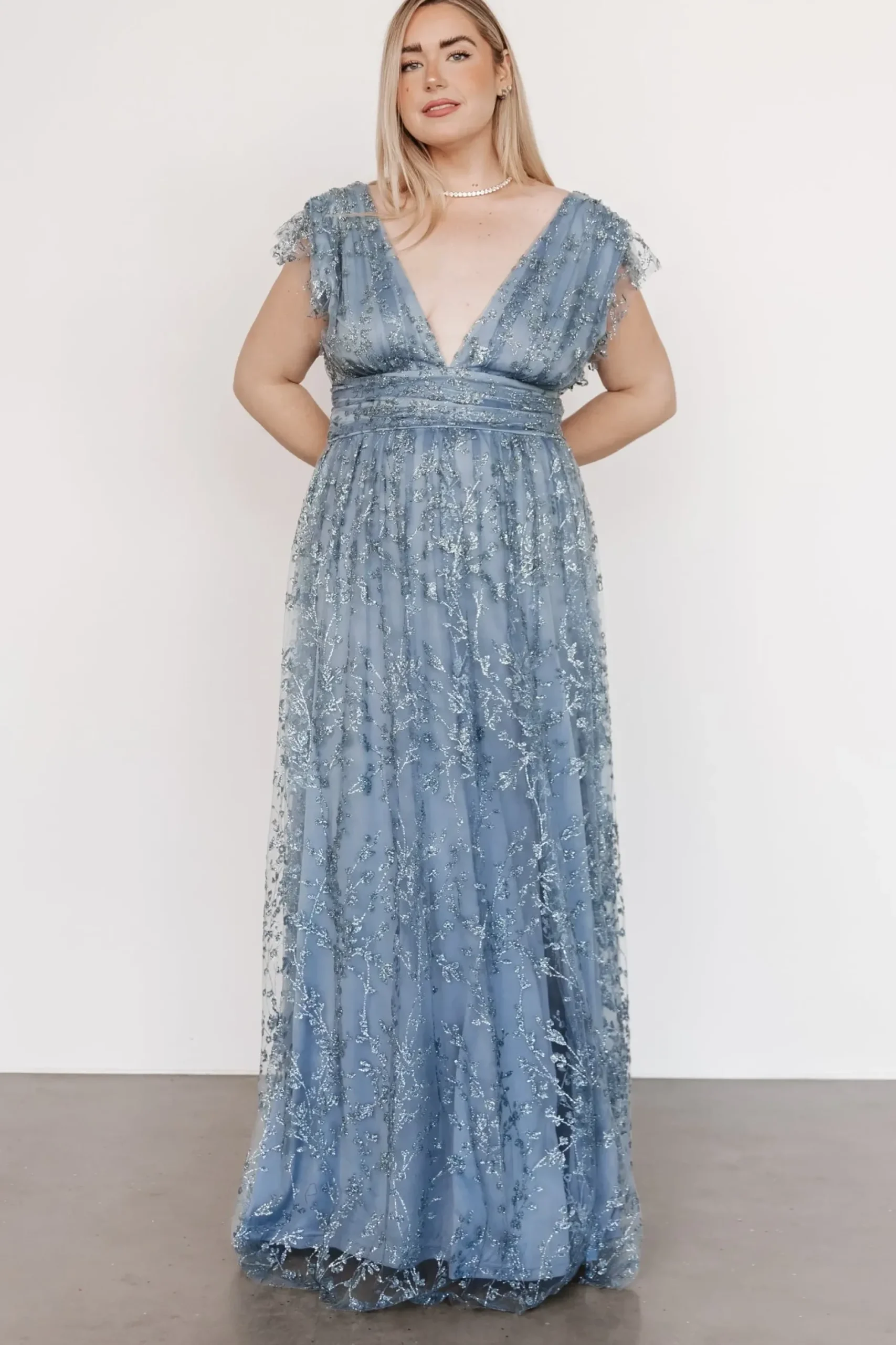 Baltic Born embellished + sequined|Arlene Shimmer Gown | Winter Blue