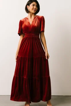 Baltic Born maxi dresses|EXTENDED SIZING|Artemis Velvet Maxi Dress | Terracotta